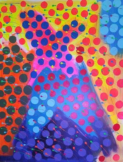 Obra 12 de puntillismo abstracto con luces por Gabino Amaya