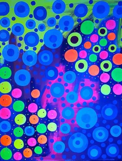 Obra 14 de puntillismo abstracto con luces por Gabino Amaya