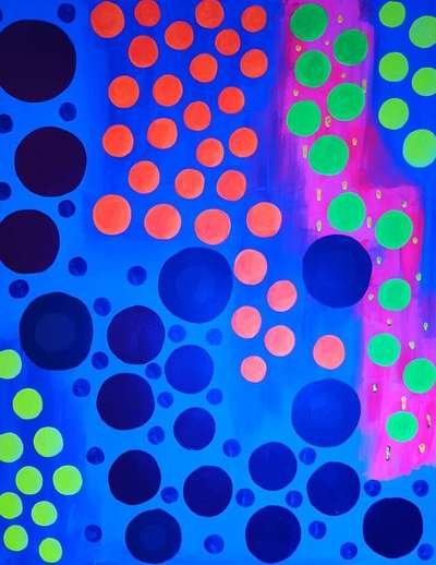 Obra 18 de puntillismo abstracto con luces por Gabino Amaya