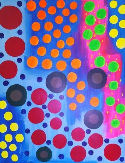 Obra 19 de puntillismo abstracto con luces por Gabino Amaya
