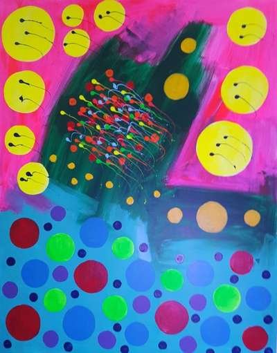 Obra 1 de puntillismo abstracto con luces por Gabino Amaya