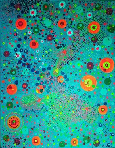 Obra 20 de puntillismo abstracto con luces por Gabino Amaya
