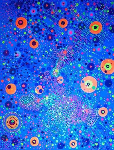 Obra 21 de puntillismo abstracto con luces por Gabino Amaya