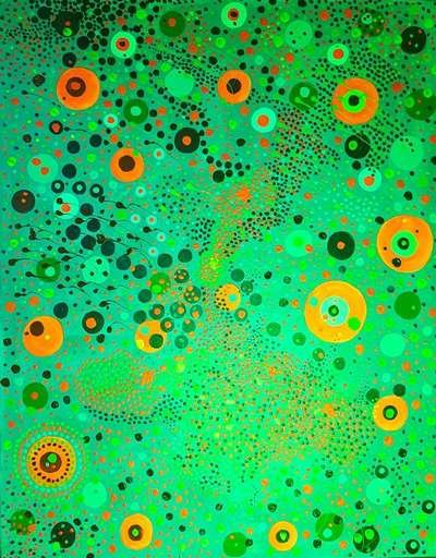 Obra 22 de puntillismo abstracto con luces por Gabino Amaya