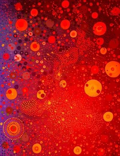 Obra 23 de puntillismo abstracto con luces por Gabino Amaya