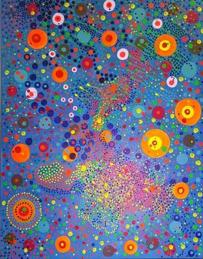 Obra 25 de puntillismo abstracto con luces por Gabino Amaya