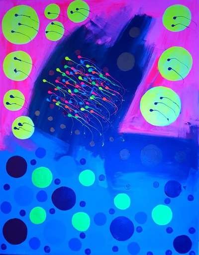 Obra 2 de puntillismo abstracto con luces por Gabino Amaya