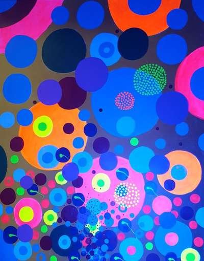 Obra 4 de puntillismo abstracto con luces por Gabino Amaya