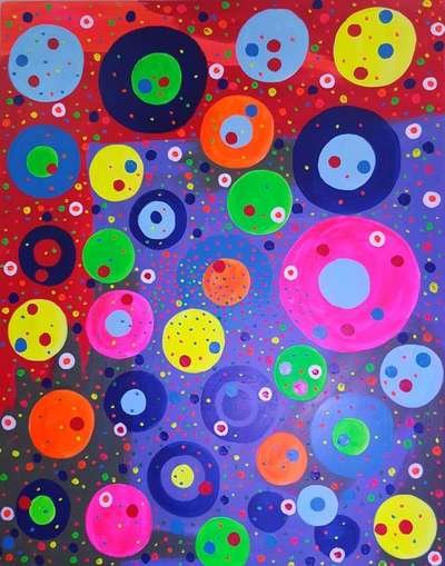 Obra 5 de puntillismo abstracto con luces por Gabino Amaya