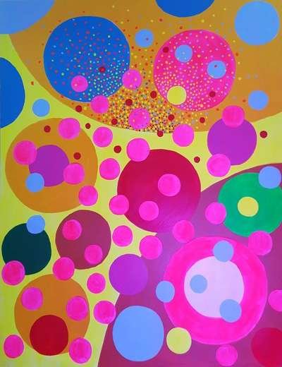 Obra 6 de puntillismo abstracto con luces por Gabino Amaya