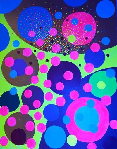 Obra 7 de puntillismo abstracto con luces por Gabino Amaya