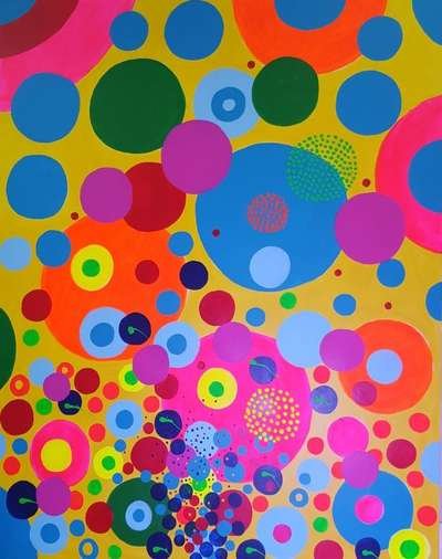 Obra 8 de puntillismo abstracto con luces por Gabino Amaya