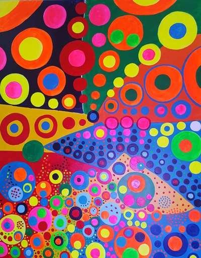 Obra 9 de puntillismo abstracto con luces por Gabino Amaya